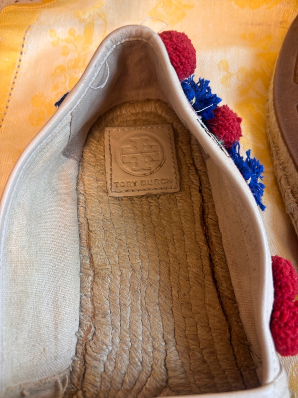 Tory Burch Ellis Pom Pom Leather Espadrille size 10 good shape - Picture 8 of 10